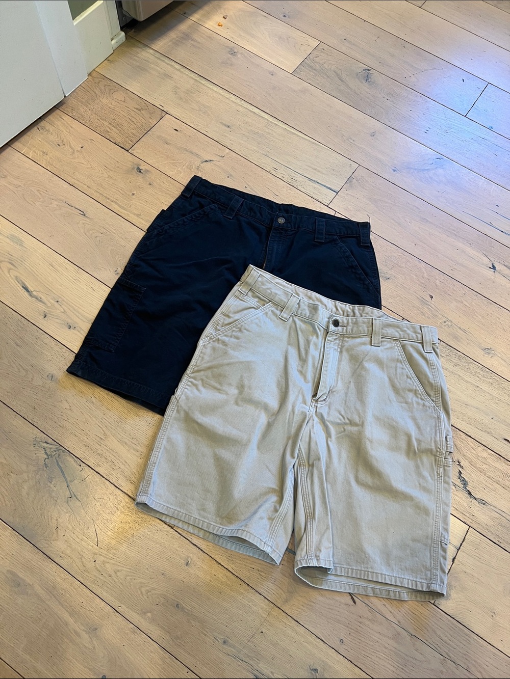 Carhartt Men's Cargo Shorts in Black and Khaki, 2 pairs